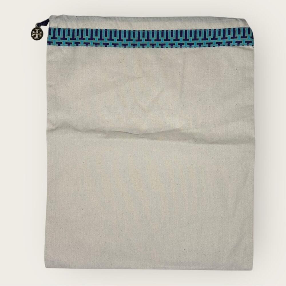 Tory Burch | Dust Bag with Blue Embroidery and Logo Charm | 15"x12.5" Inch